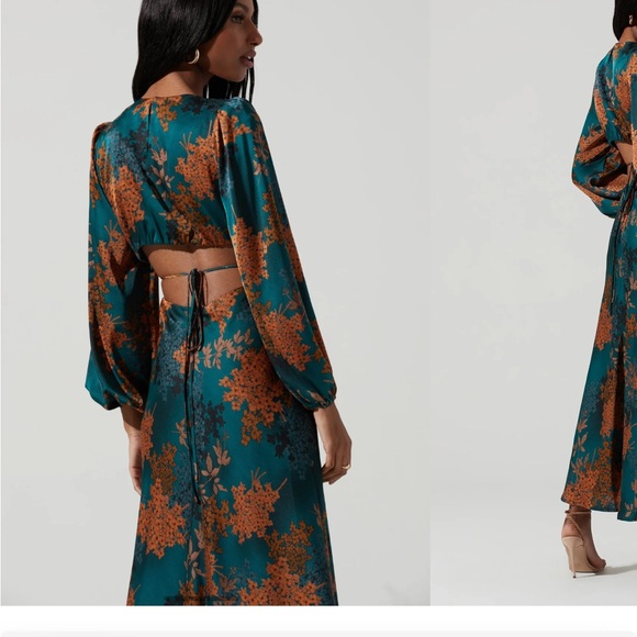 Astr Teal and Orange Floral Long Sleeve Dress - Wore once ! - Picture 2 of 6